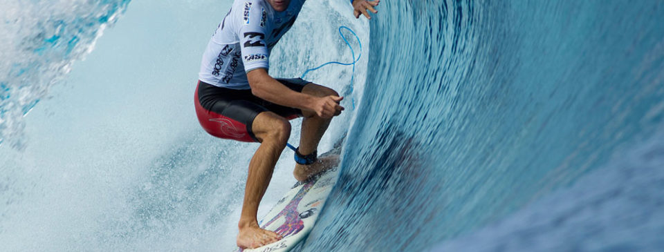Owen Wright rides a wave during Billabong Pro Tahiti
